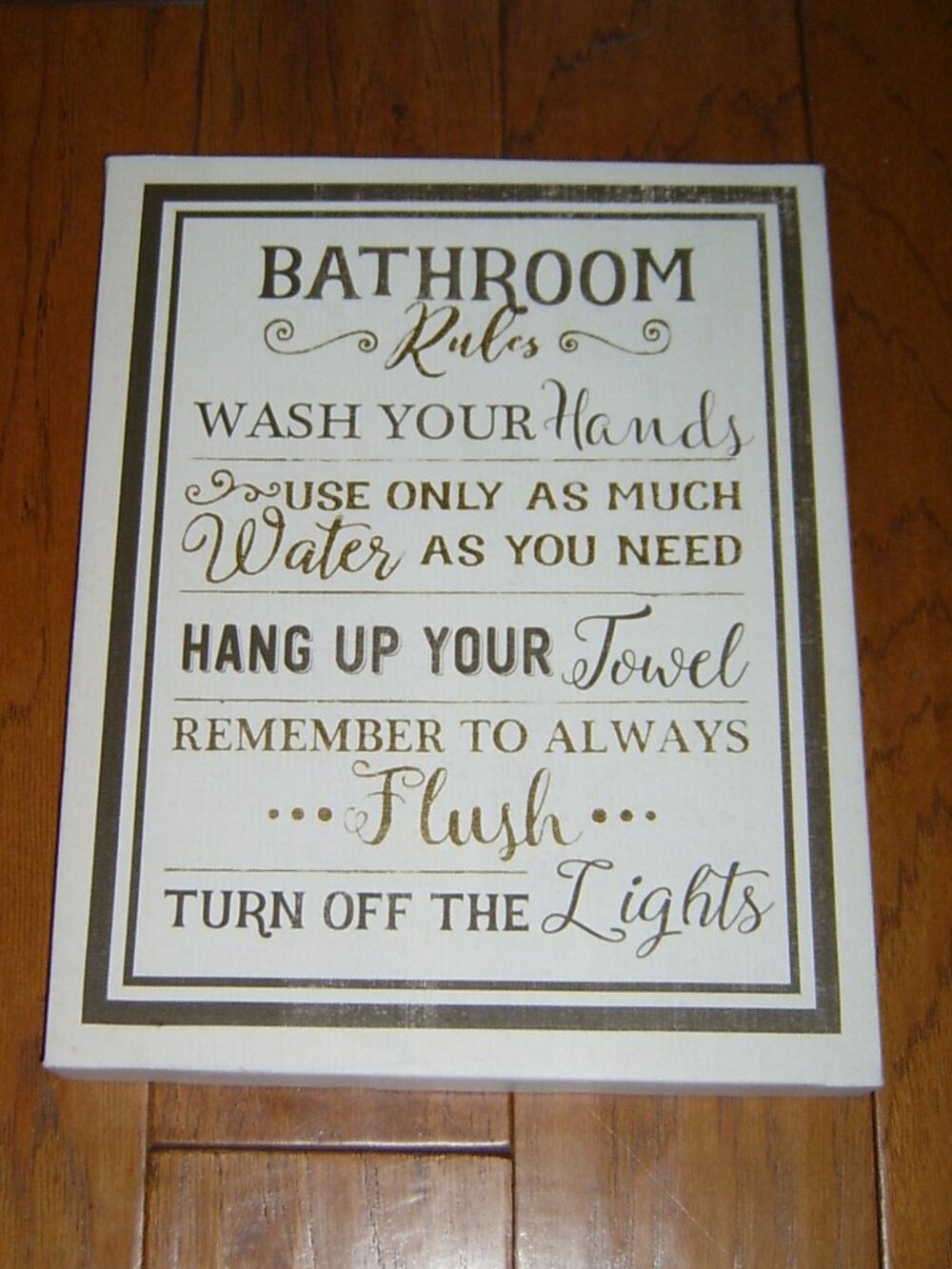 Bathroom Rules Wall Canvas Decor, VGUC
